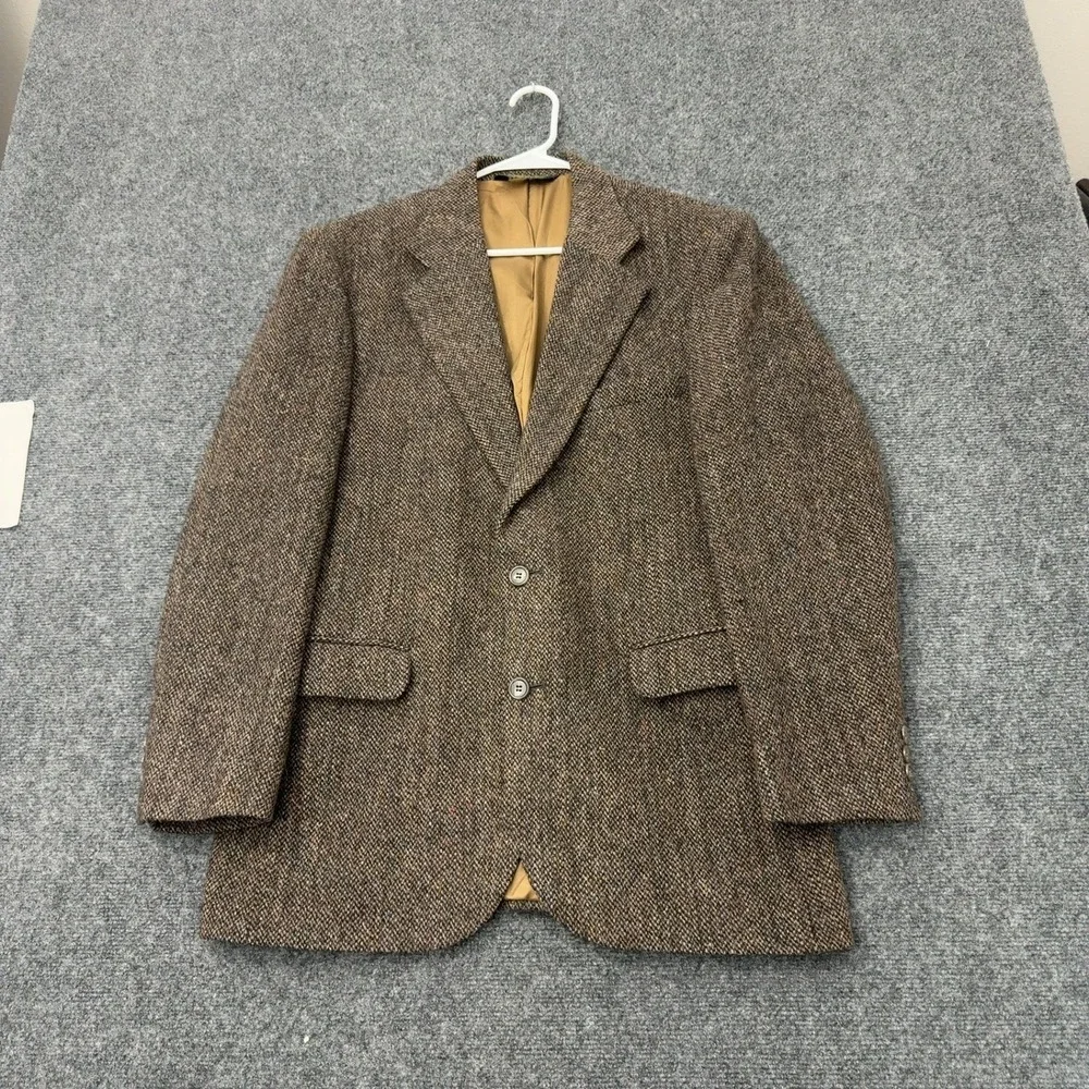 Vintage Anderson Little Blazer Mens 44R Brown Wool Harris Tweed Sport Coat